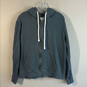 Pact Organic Cotton Blue Grey Zipper Hoodie Sweatshirt Women’s Size Large